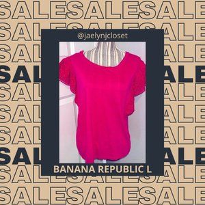 Banana Republic Hot Pink Embroidered Sleeve Blouse